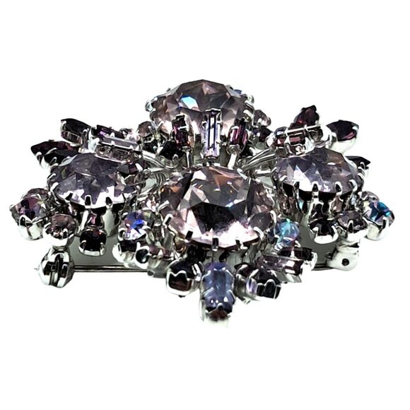 Austria Alexandrite Rhinestone Brooch Purple Blue Austrian Pin Vintage Costume J - Picture 4 of 11